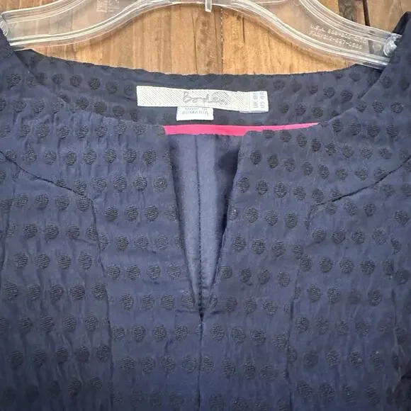 Boden Size 4 Pencil Dress Belted Midi Swiss Dots Navy Blue Classic Preppy - Picture 8 of 16